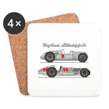 Mythos Silberpfeil – klassische, deutsche Rennauto - Untersetzer (4er-Set) - Weiß - Vorne