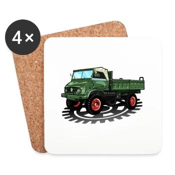 Unimog - Oldtimer - Offroad - Universal motor device - Coasters (set of 4) - white - Front