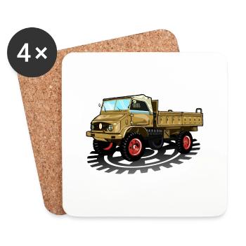 Unimog - Oldtimer - Offroad - Universal motor device - Coasters (set of 4) - white - Front