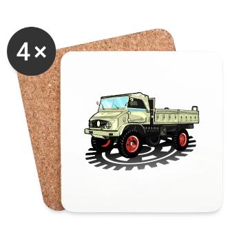 Unimog - Oldtimer - Offroad - Universal motor device - Coasters (set of 4) - white - Front