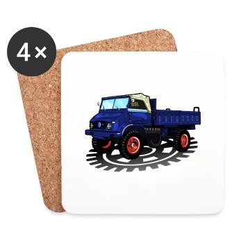 Unimog - Oldtimer - Offroad - Universal motor device - Coasters (set of 4) - white - Front