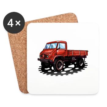 Unimog - Oldtimer - Offroad - Universal motor device - Coasters (set of 4) - white - Front