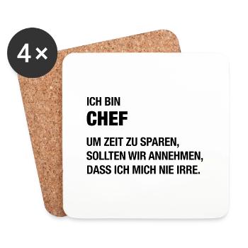 Ich bin Chef, ich irre mich nie! - Untersetzer (4er-Set) - Weiß - Vorne