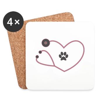 Animal Physician Veterinarian Stethoscope - Coasters (set of 4) - white - Front