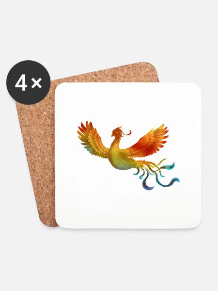 Rainbow Phoenix - Untersetzer (4er-Set) - Weiß