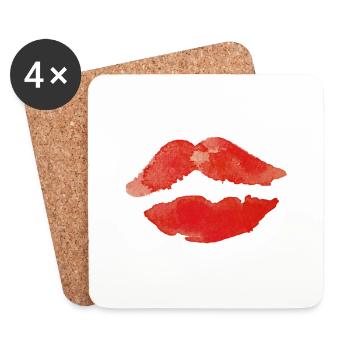Mund Lippen Rot Kuss Geschenk Geschenkidee - Untersetzer (4er-Set) - Weiß - Vorne