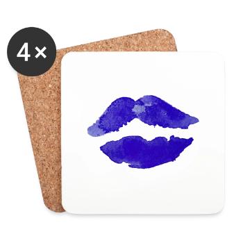 Mund Lippen Rosa Kuss Blau Geschenk Geschenkidee - Untersetzer (4er-Set) - Weiß - Vorne