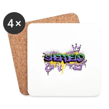 Sheffield England UK City Graffiti Spray Sprayer - Coasters (set of 4) - white - Front