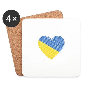 Support Ukraine with I Love Ukraine Heart - Coasters (set of 4) - white - Front