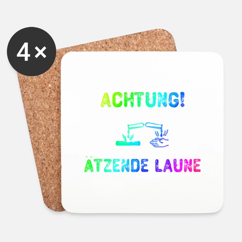 Achrung-Ätzende Laune | Schlechte Laune - Untersetzer (4er-Set) - Weiß