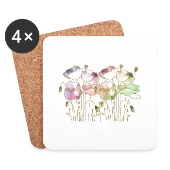 Fleur - Dessous de verre (lot de 4) - blanc - Devant