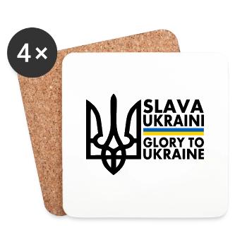 Slava ukraini - Dessous de verre (lot de 4) - blanc - Devant