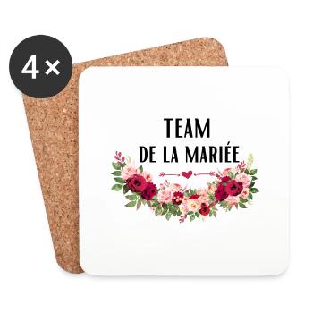 team de la Mariée evjf t-shirt assorti floral - Dessous de verre (lot de 4) - blanc - Devant