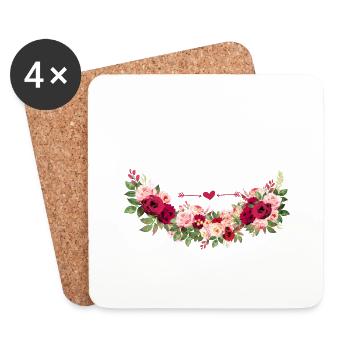 team de la Mariée evjf t-shirt assorti floral - Dessous de verre (lot de 4) - blanc - Devant