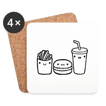 Équipe Fast Food - Dessous de verre (lot de 4) - blanc - Devant