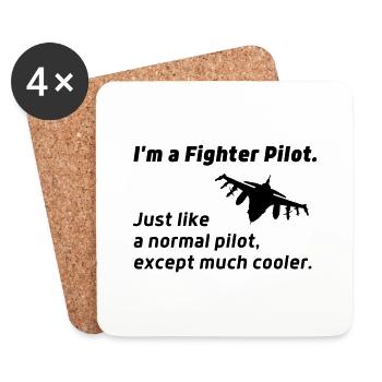 pilote de chasse de Fighter Jet Citation amusante - Dessous de verre (lot de 4) - blanc - Devant