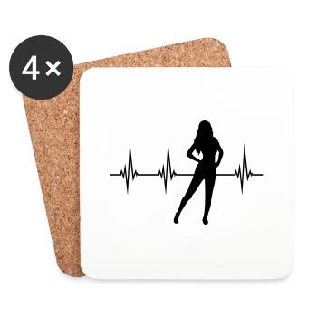 Heartbeat Hot Girl - Coasters (set of 4) - white - Front