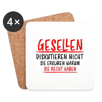 Geselle Lustiger Spruch Gesellenprüfung Geschenk - Untersetzer (4er-Set) - Weiß - Vorne