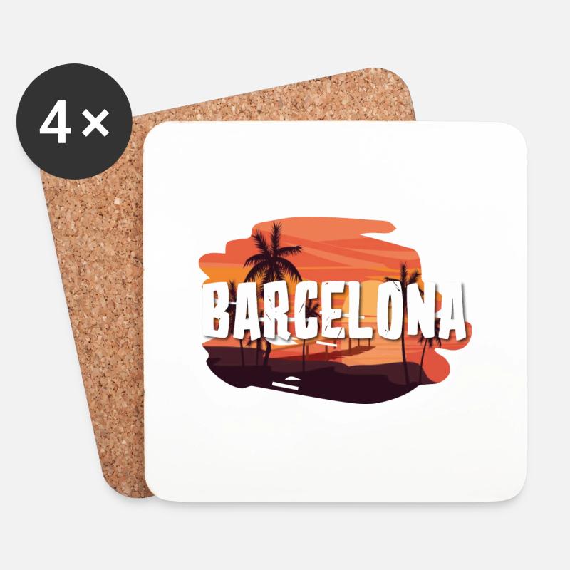 Barcelona - Untersetzer (4er-Set) - Weiß