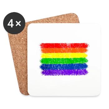 Rainbow Flag Vintage - Coasters (set of 4) - white - Front