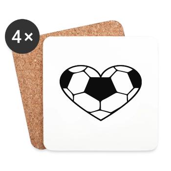 Football Soccer Heart - Coasters (set of 4) - white - Front
