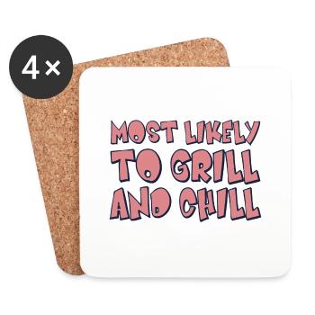 Le plus susceptible de griller et refroidir - Dessous de verre (lot de 4) - blanc - Devant