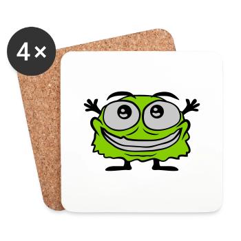 Petit monstre poilu mignon - Dessous de verre (lot de 4) - blanc - Devant