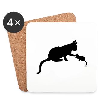 Cat Mom touche les chatons - Dessous de verre (lot de 4) - blanc - Devant