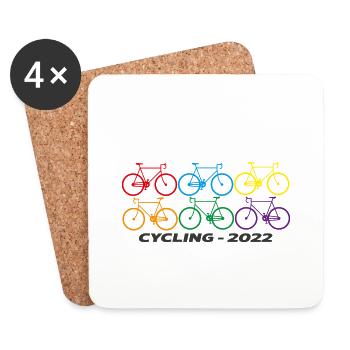 Cycling-2022 T-shirt - Untersetzer (4er-Set) - Weiß - Vorne