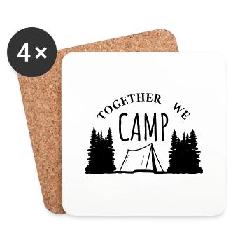 Together we camp - Camping Trees Forest Mountains - Coasters (set of 4) - white - Front
