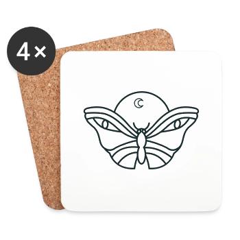 Night moon moth with eyes - Coasters (set of 4) - white - Front