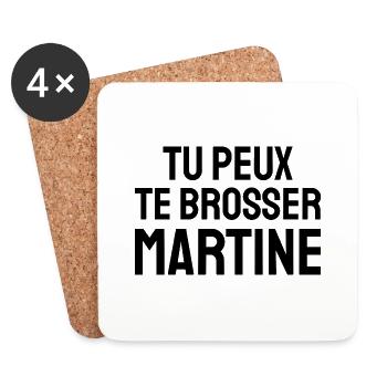 tu peux te brosser martine - Dessous de verre (lot de 4) - blanc - Devant