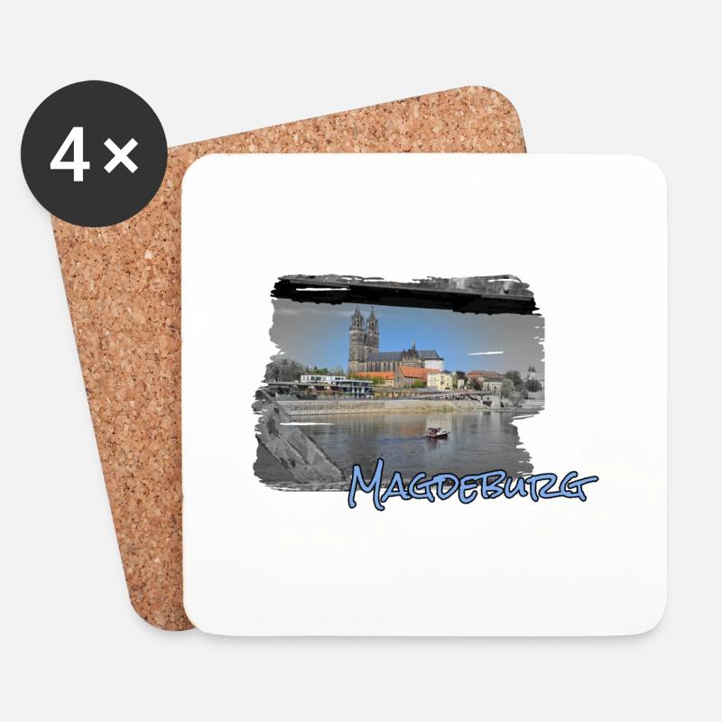Magdeburger Dom- Sternbrücke - Untersetzer (4er-Set) - Weiß