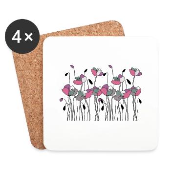 Fleur - Dessous de verre (lot de 4) - blanc - Devant