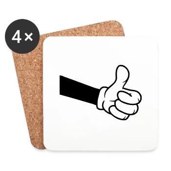 Confirmez OK Comic Hand - Dessous de verre (lot de 4) - blanc - Devant