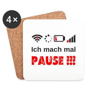 Ich mach mal Pause ! Gamer Nerd Problem Wlan Akku - Untersetzer (4er-Set) - Weiß - Vorne