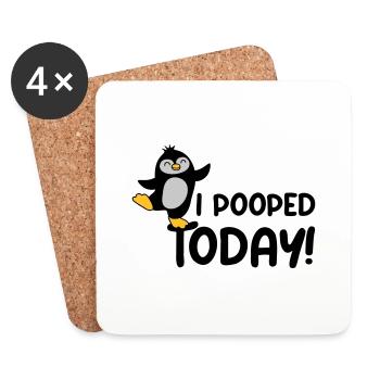 I pooped today Pinguin - Untersetzer (4er-Set) - Weiß - Vorne