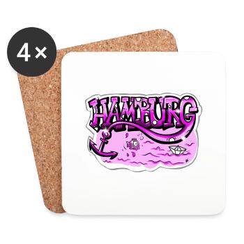 Hamburg Schriftzug pink - Untersetzer (4er-Set) - Weiß - Vorne