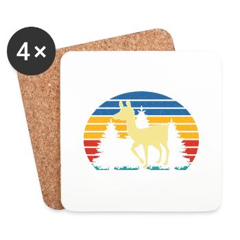 Lama Vintage Rétro - Dessous de verre (lot de 4) - blanc - Devant