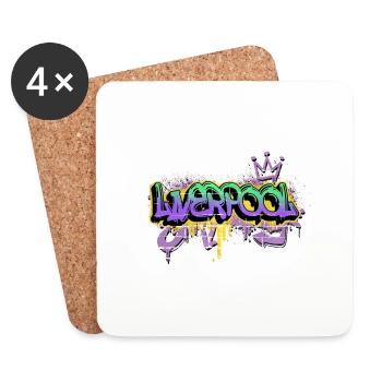 Liverpool England UK Stadt Graffiti Spray Sprayer - Untersetzer (4er-Set) - Weiß - Vorne