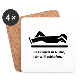 Schlafshirt Schlafen Schlaf Bett Shirt - Untersetzer (4er-Set) - Weiß - Vorne