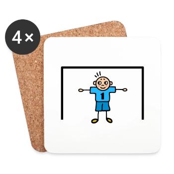 Football - Number one goalkeeper in goal blue - Coasters (set of 4) - white - Front