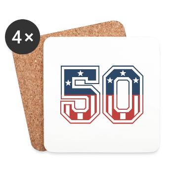Numéro 50 États-Unis - Dessous de verre (lot de 4) - blanc - Devant