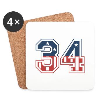 Numéro 34 États-Unis - Dessous de verre (lot de 4) - blanc - Devant