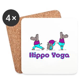 Hippo Yoga - Untersetzer (4er-Set) - Weiß - Vorne