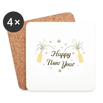 Happy New Year - Untersetzer (4er-Set) - Weiß - Vorne