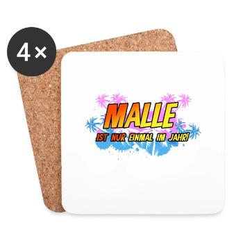 Malle Mallorca Sauf Party Urlaub Sonne Palme - Untersetzer (4er-Set) - Weiß - Vorne