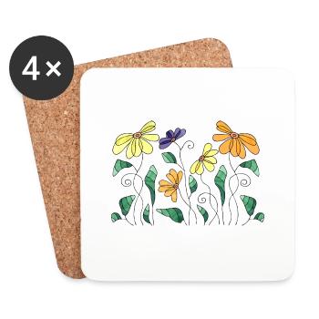 Fleur - Dessous de verre (lot de 4) - blanc - Devant