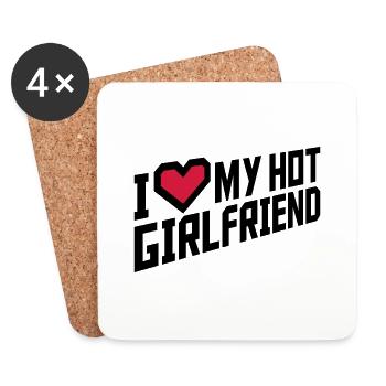 I love my girlfriend - Coasters (set of 4) - white - Front