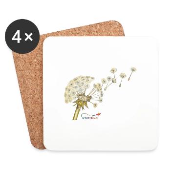 Pusteblume – Löwenzahn zur Fruchtzeit - Untersetzer (4er-Set) - Weiß - Vorne